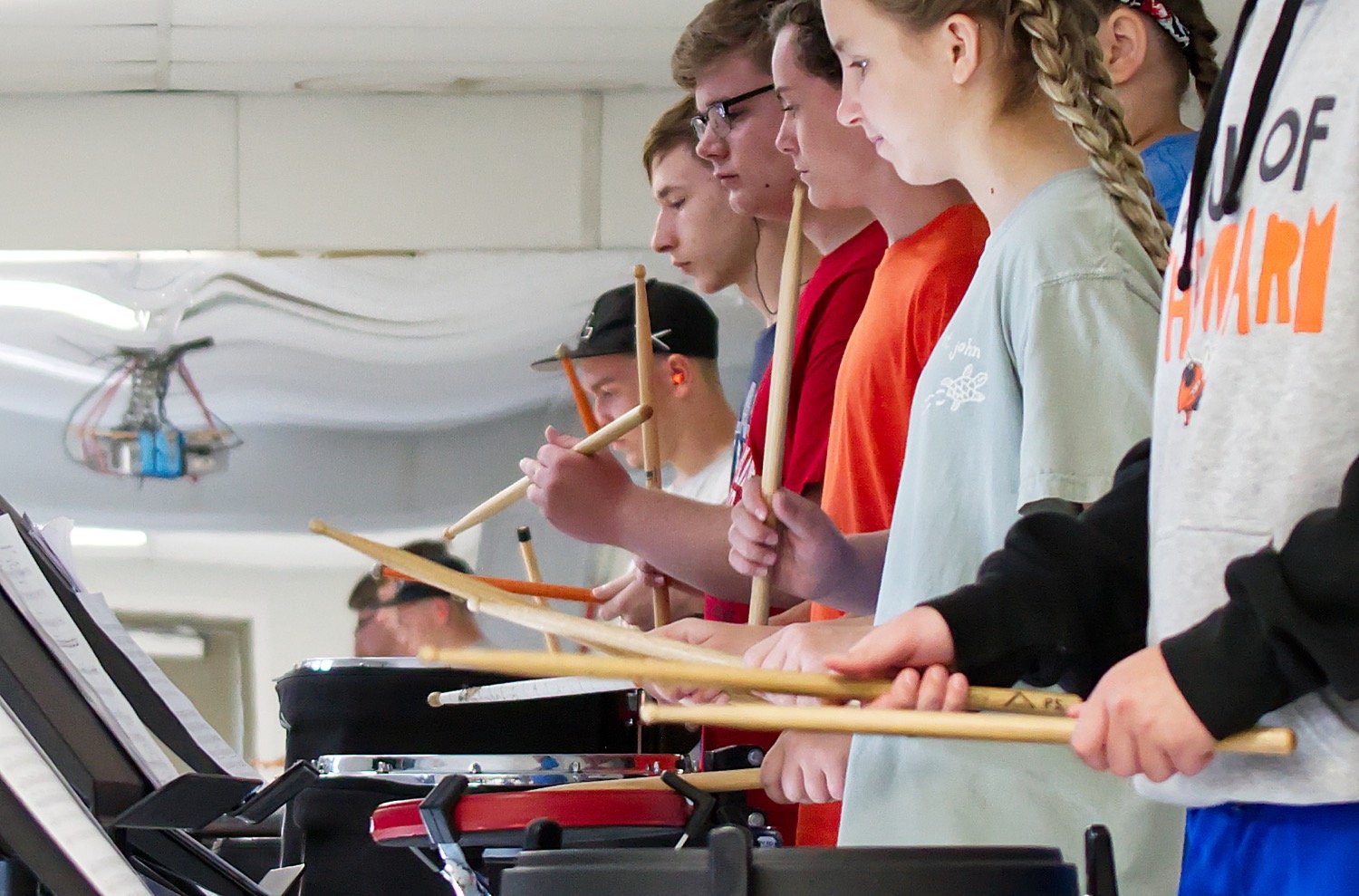 The Sound of the Swarm had scheduled a percussion camp starting Monday, and were able to jump in as planned.